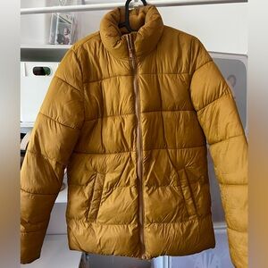 Mustard yellow gold lightweight insulated puffer